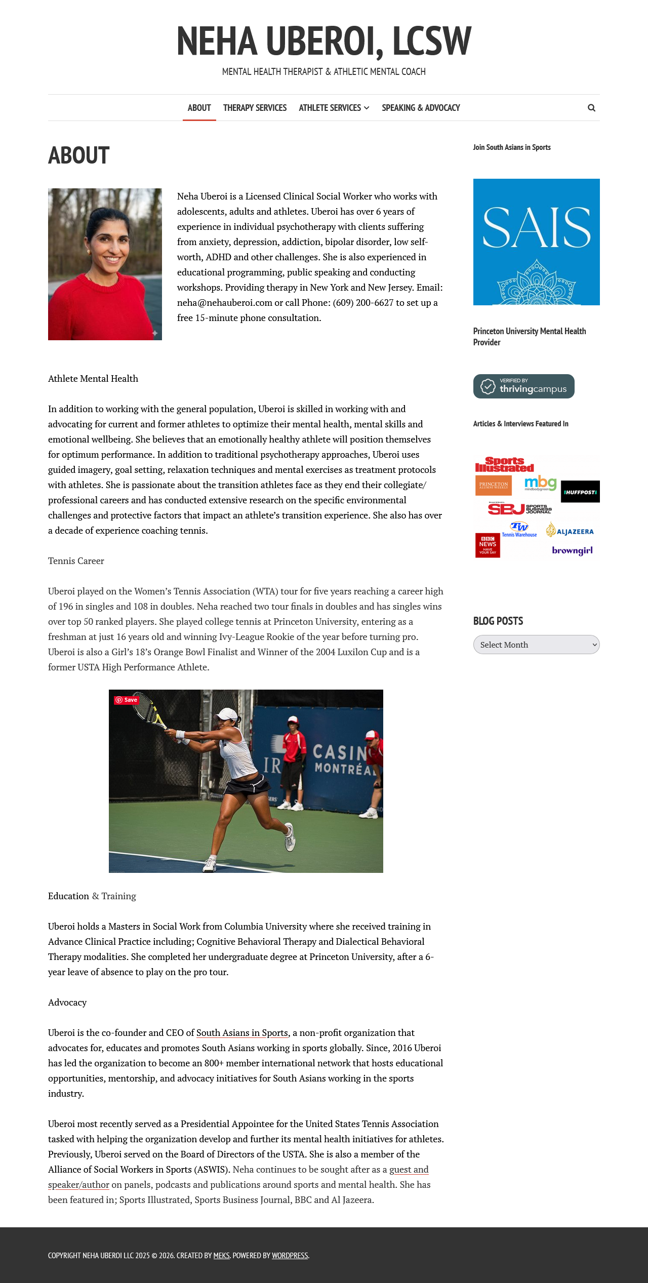 Neha Uberoi, LCSW  Mental Health Therapist & Athletic Mental Coach screenshot